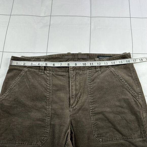 Banana Republic Pants Womens 10 Petite Brown Corduroy Jogger Utility Ankle Zip - Picture 8 of 13